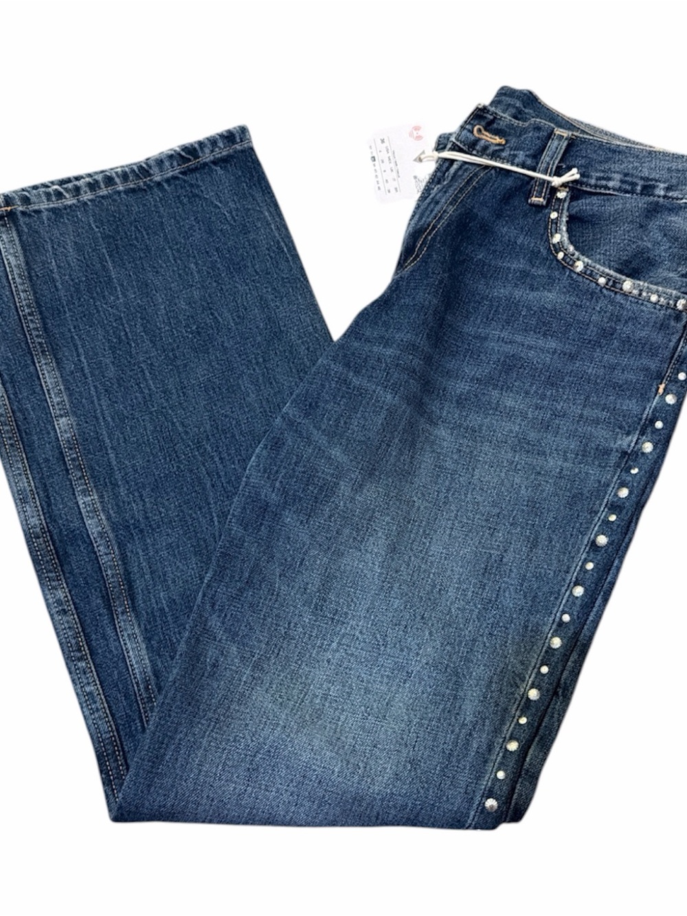 Zara Blue Flare Jeans with Side Stud Trim